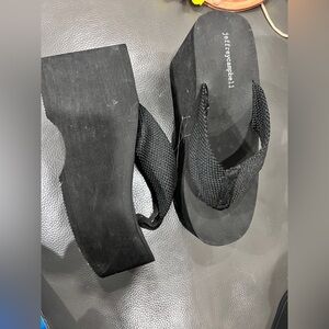 Black wedge sandals